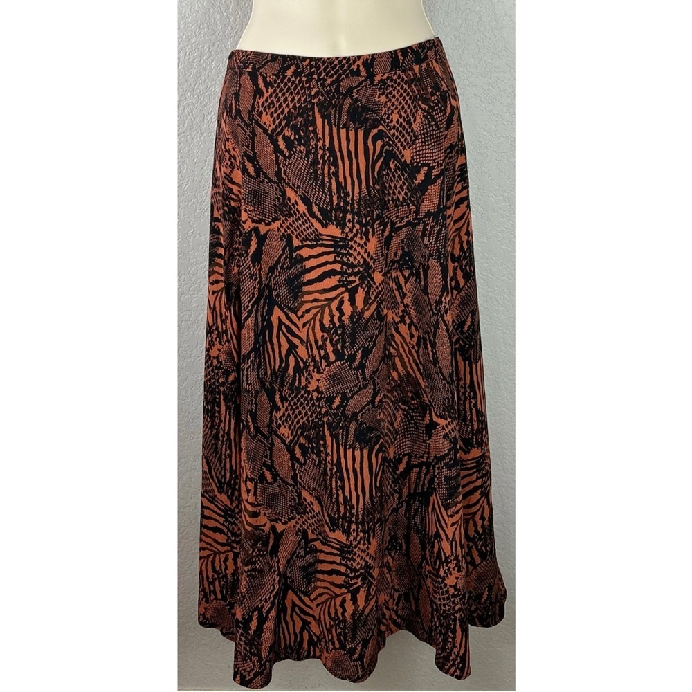 Aritzia Wilfred Midi Skirt Animal Print in Moroccan Spice / Black, size 0